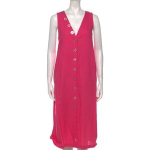 Rachel Antonoff pink linen plunge neck dress